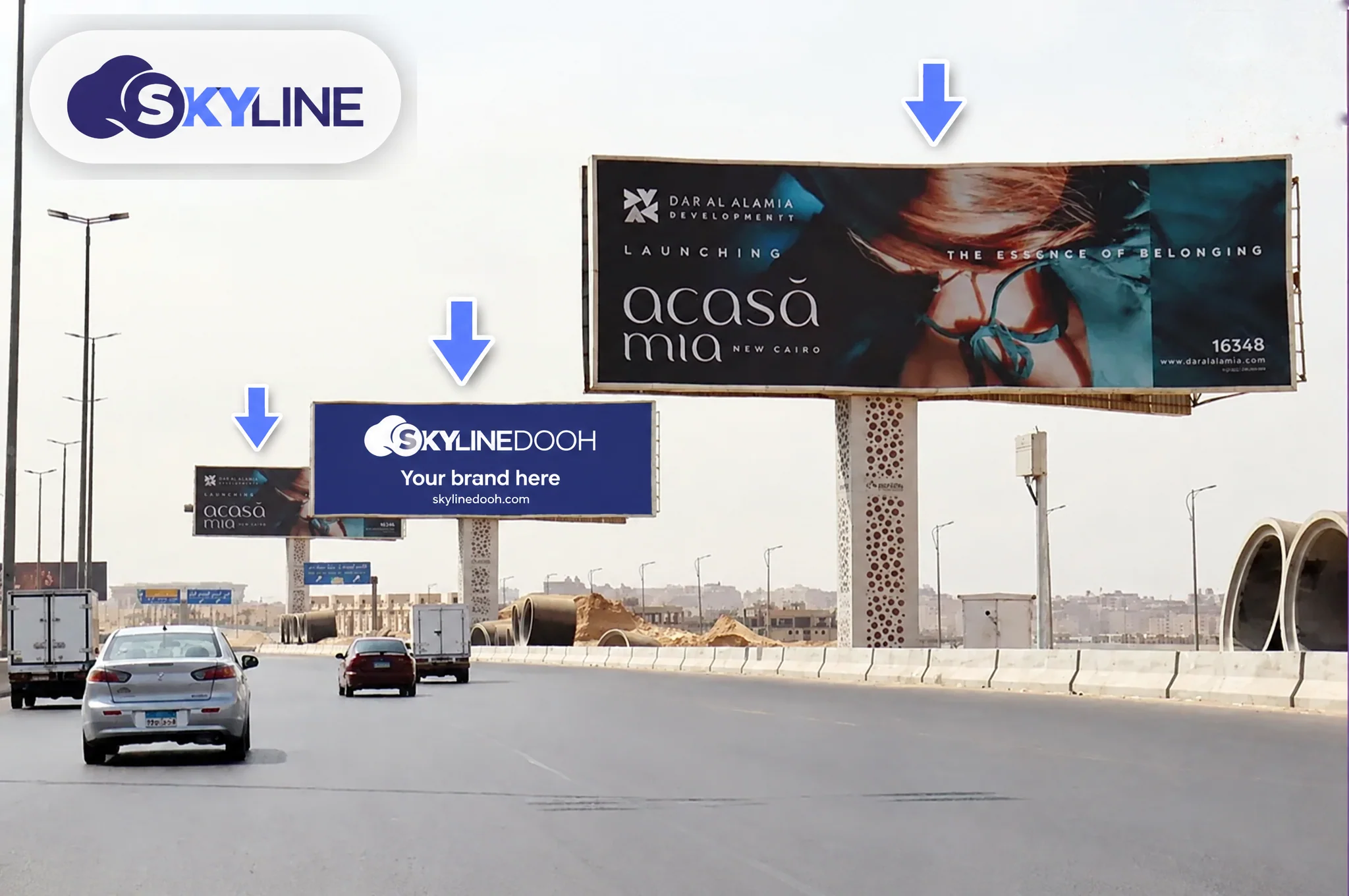 Billboard: Unipole - Suez - Ring Road Coming from Al suez road to Al 90 St., Before Porto Cairo في Suez