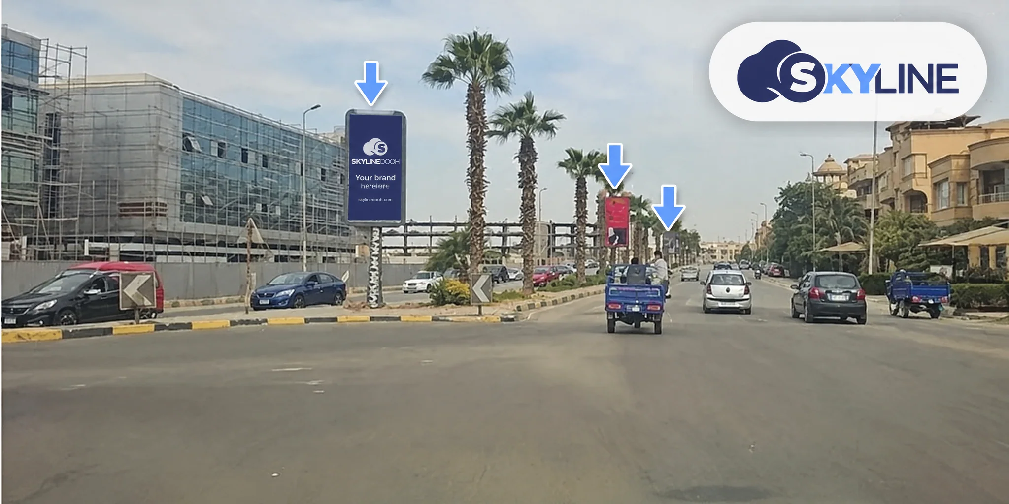 Static billboard: Mega Post - New Cairo 1 - Axis 77 - Lulu market in New Cairo 1